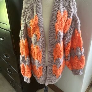 Cozy Knit Cardigan in Gray and Orange